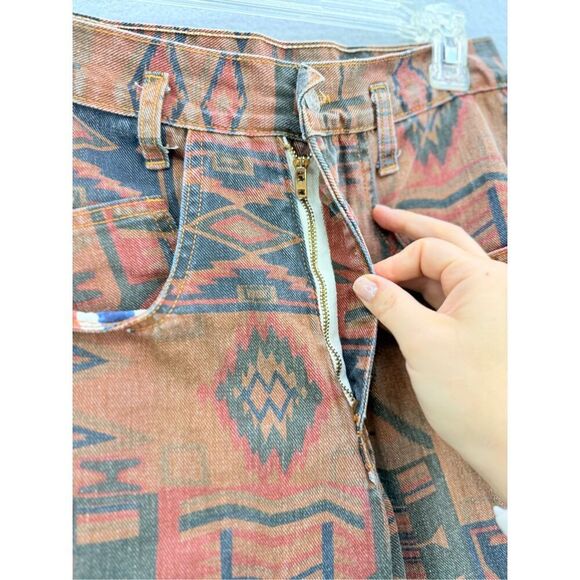 Vintage Time Capsule Womens Multicolor Southwestern Aztec Print Denim Jeans Size - Picture 10 of 11